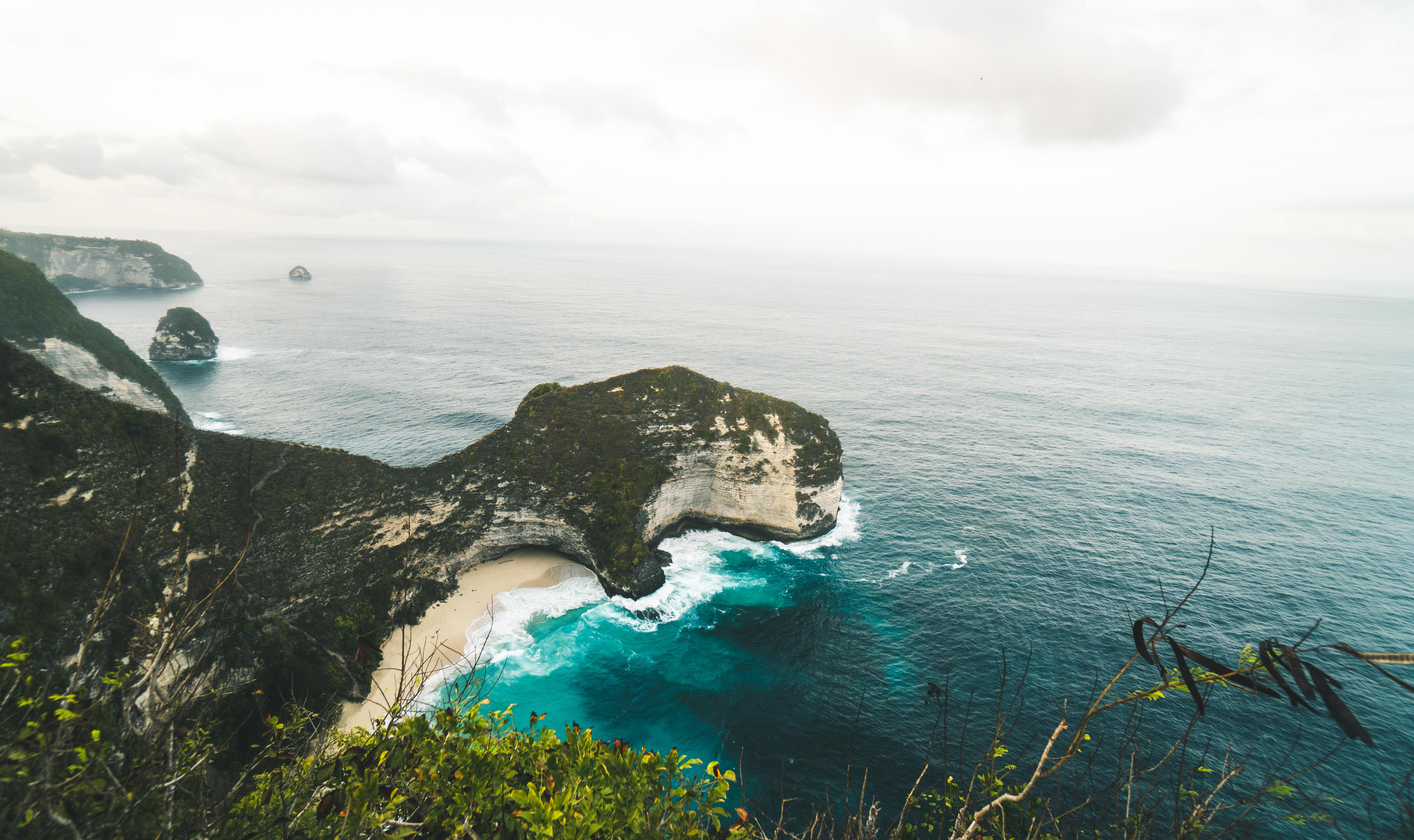 Aerial View of Kelingking Beach Nusa Penida Bali